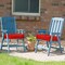 Set of 2 Outdoor Indoor Chair Cushions with Thick Cotton Filling and Reversible Design